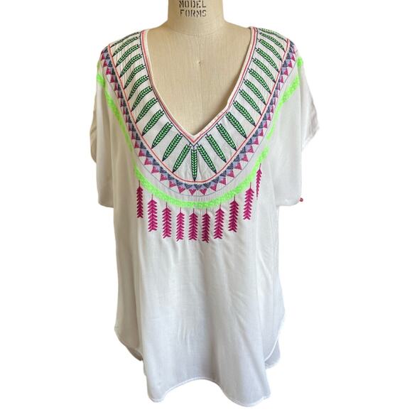 Mara Hoffman V-Neck Swim Cover-Up w/ Embroidery Size Medium - Picture 1 of 5